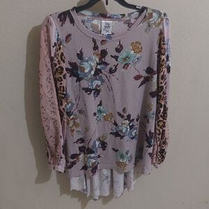 Floral and Leopard Print Women's Top